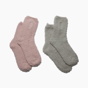 New: Unhide Cozy Pink and Gray Fuzzy Socks - 2 Pack!